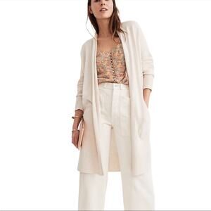 Madewell Lightweight Rivington Cardigan Sweater Women's Small Cream Longline